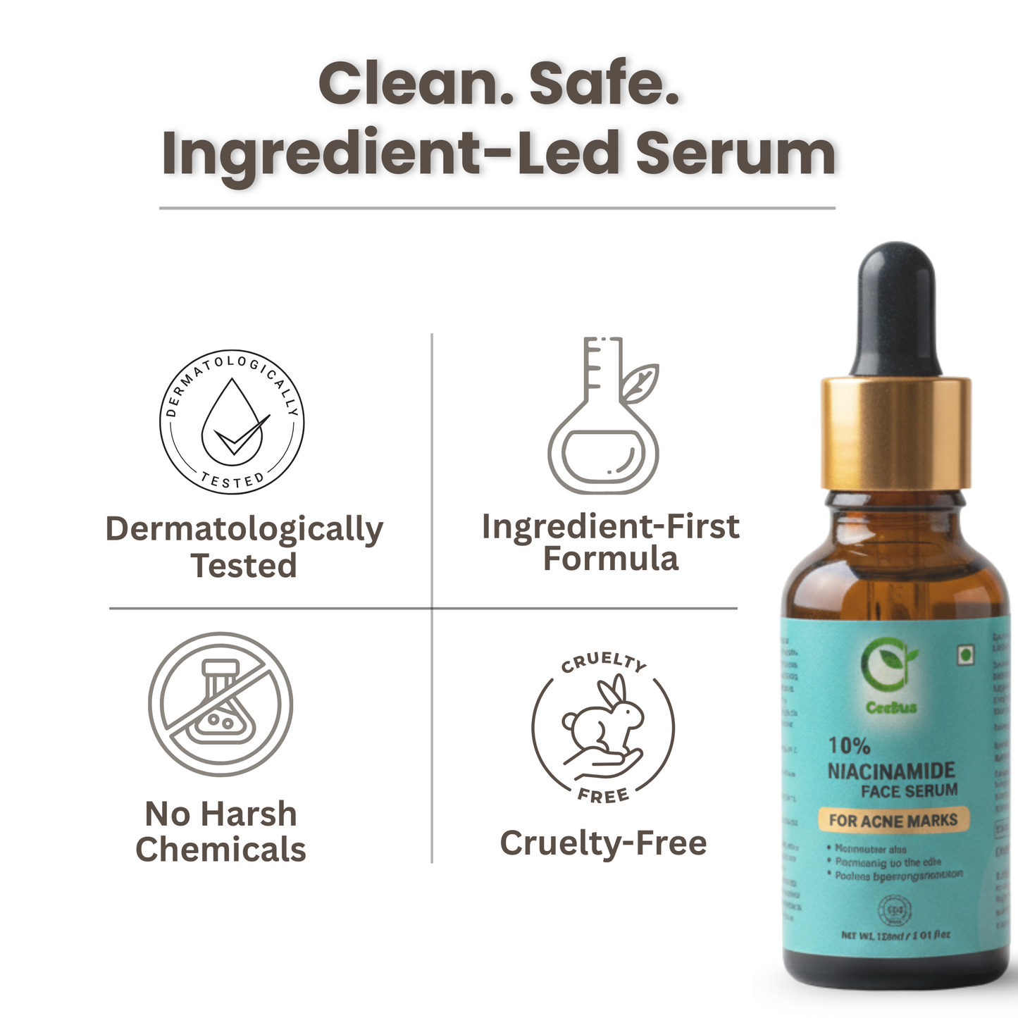 Ceebus Nag Kesar Glow Serum | 10% Niacinamide + Ayurvedic Botanicals | Brightens Skin Appearance, Even-Looking Tone & Hydration | With Halim Seed, Quince Seed, Hyaluronic Acid & Saffron | All Skin Types | 30ml