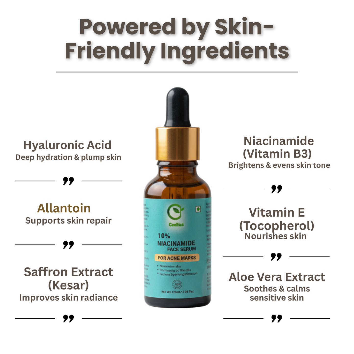 Ceebus Nag Kesar Glow Serum | 10% Niacinamide + Ayurvedic Botanicals | Brightens Skin Appearance, Even-Looking Tone & Hydration | With Halim Seed, Quince Seed, Hyaluronic Acid & Saffron | All Skin Types | 30ml