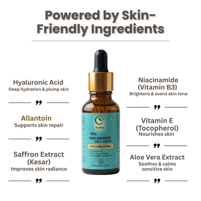 Ceebus Nag Kesar Glow Serum | 10% Niacinamide + Ayurvedic Botanicals | Brightens Skin Appearance, Even-Looking Tone & Hydration | With Halim Seed, Quince Seed, Hyaluronic Acid & Saffron | All Skin Types | 30ml