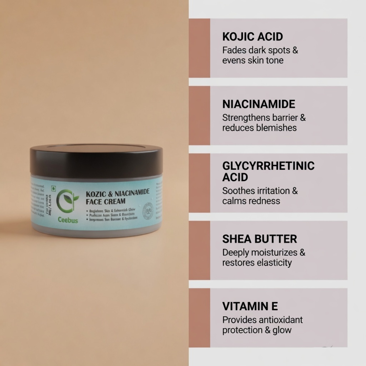 Ceebus Restore Barrier Cream with Lactobacillus Ferment, Niacinamide & Vitamin C | For Dry & Sensitive Skin | All Skin Types | 50g