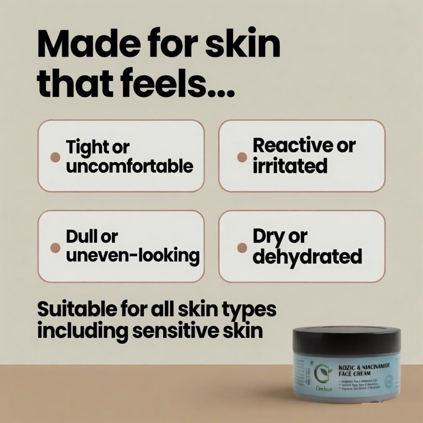 Ceebus Restore Barrier Cream with Lactobacillus Ferment, Niacinamide & Vitamin C | For Dry & Sensitive Skin | All Skin Types | 50g