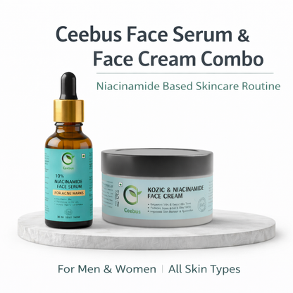 Ceebus Face Serum & Face Cream Combo, Niacinamide Based Skincare Routine for Glowing Skin, Reduces Dark Spots & Oil Control, Lightweight & Non-Greasy, For All Skin Types