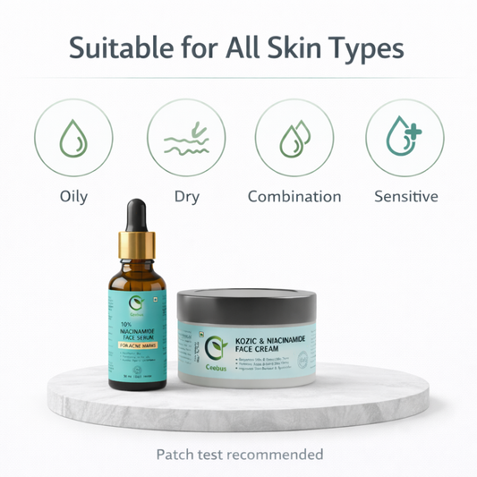 Ceebus Face Serum & Face Cream Combo, Niacinamide Based Skincare Routine for Glowing Skin, Reduces Dark Spots & Oil Control, Lightweight & Non-Greasy, For All Skin Types
