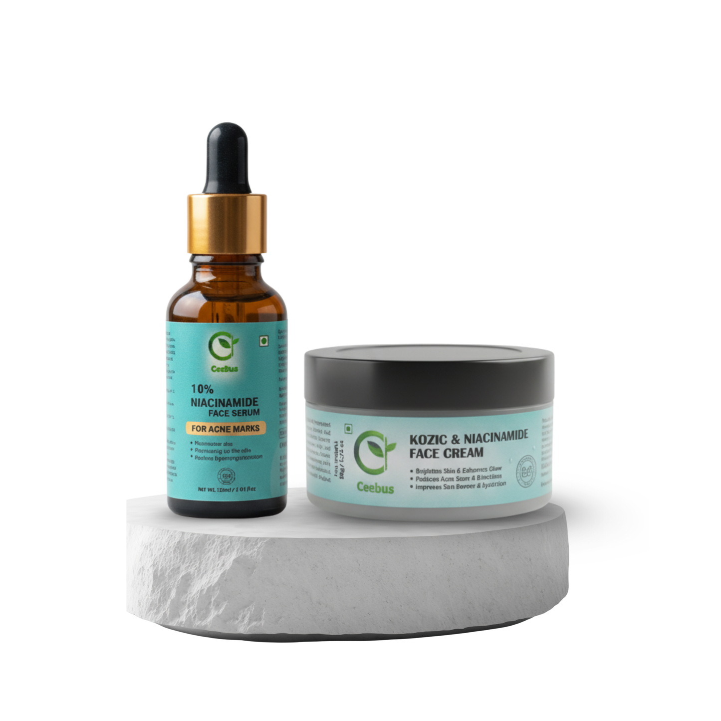 Ceebus Face Serum & Face Cream Combo, Niacinamide Based Skincare Routine for Glowing Skin, Reduces Dark Spots & Oil Control, Lightweight & Non-Greasy, For All Skin Types
