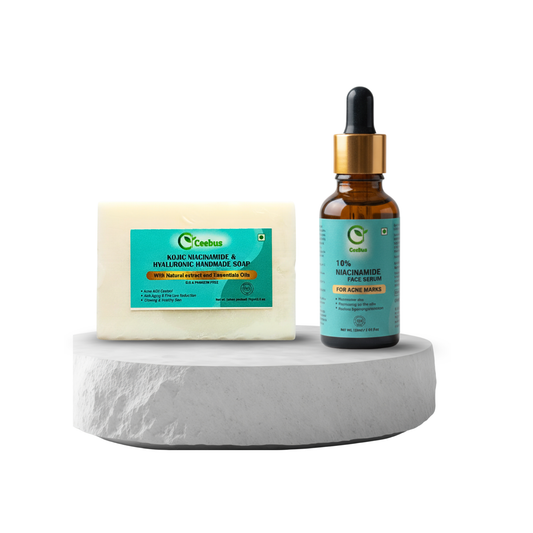 Ceebus Face Soap & Face Serum Combo, Niacinamide Serum for Even Skin Tone, Cleanse & Treat Skincare Routine, For Men & Women, All Skin Types