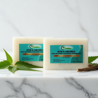 Ceebus Tone Correction Bar | De-Tan Soap with Liquorice, Green Tea & Neem | Kojic Acid + Niacinamide | Helps Visibly Even Skin Tone | For Men & Women | Pack of 2