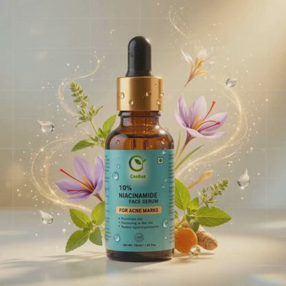Ceebus Nag Kesar Glow Serum | 10% Niacinamide + Ayurvedic Botanicals | Brightens Skin Appearance, Even-Looking Tone & Hydration | With Halim Seed, Quince Seed, Hyaluronic Acid & Saffron | All Skin Types | 30ml